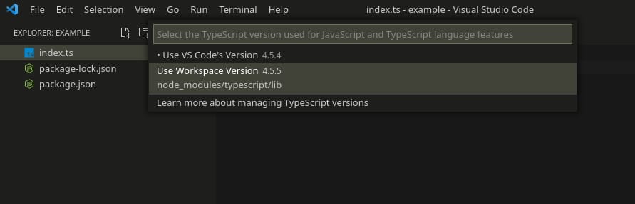 Selecting TypeScript versions