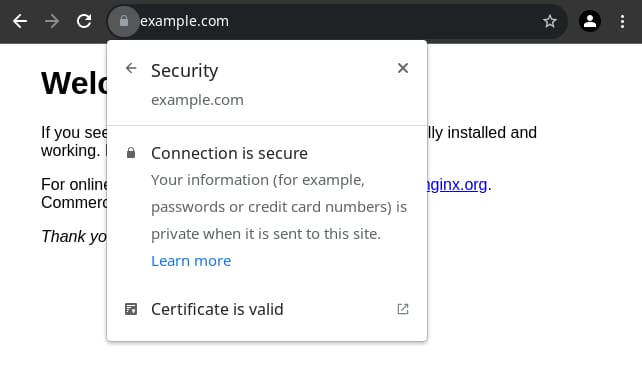 Welcome page over HTTPS
